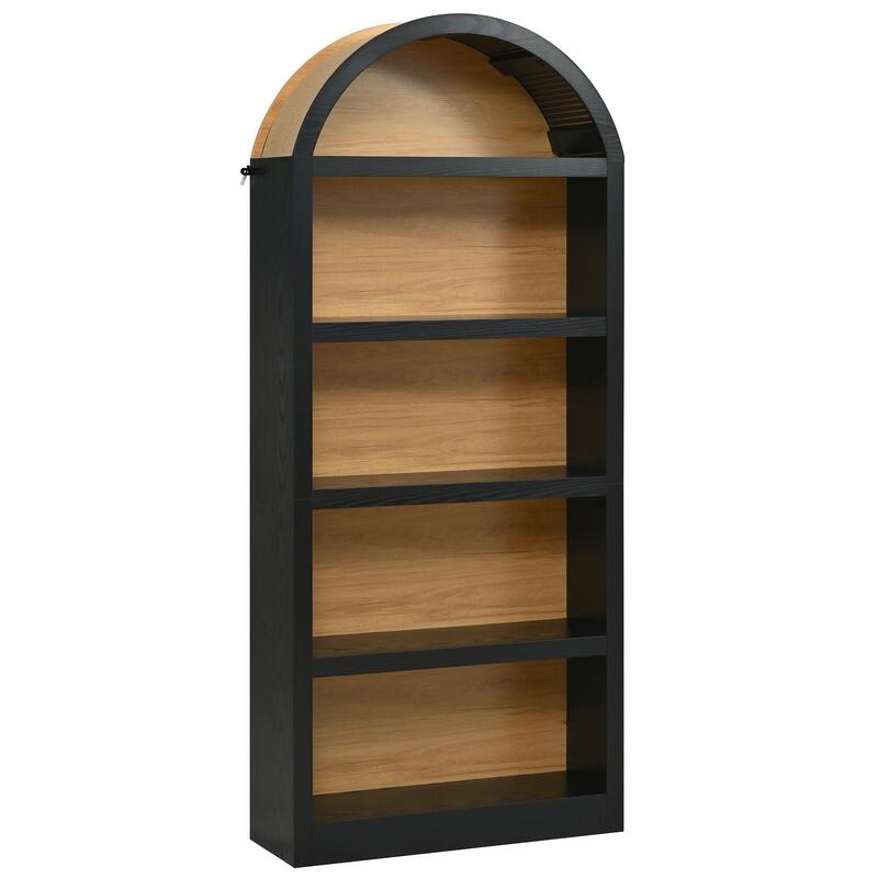 Farmhouse 68.8" Tall Freestanding Bookshelves Set of 2, 5-Tier Display Bookcase Arched Top for Living Room, Bedroom, Home Office