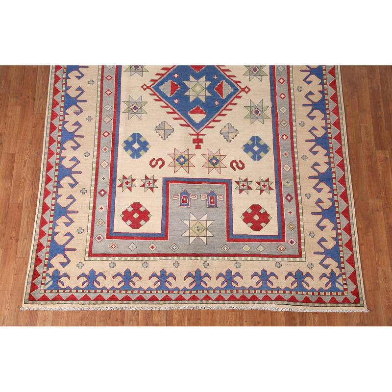 Kazak Area Rug Handmade Wool Carpet - 6'8" x 10'1"