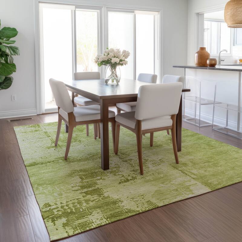 Machine Washable Indoor/ Outdoor Abstract Modern Chantille Rug