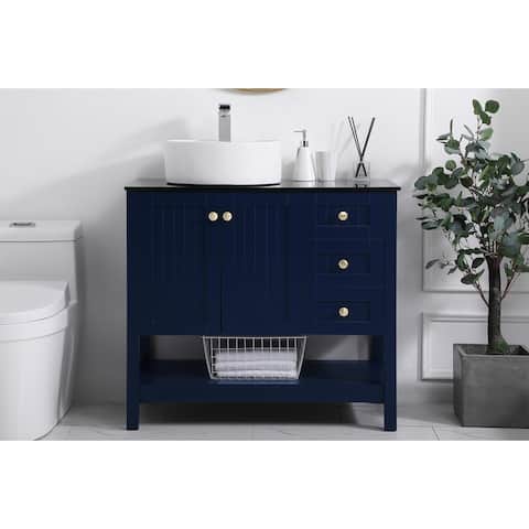 Portland Single Bathroom Vanity Cabinet with Tempered Glass top
