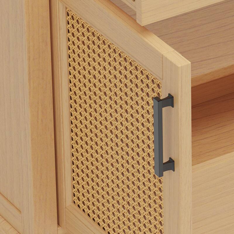 Roomfitters 36" Rattan Bathroom Vanity with Ceramic Sink, Modern Cabinet with Soft-Close Doors and Storage units