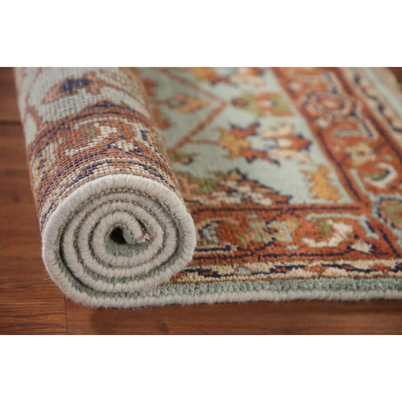 Hand Knotted Oriental 100% Wool Carpet Traditional Floral Navy Blue & Blues Heriz (serapi) Area Rug - 5' 0'' X 3' 0''