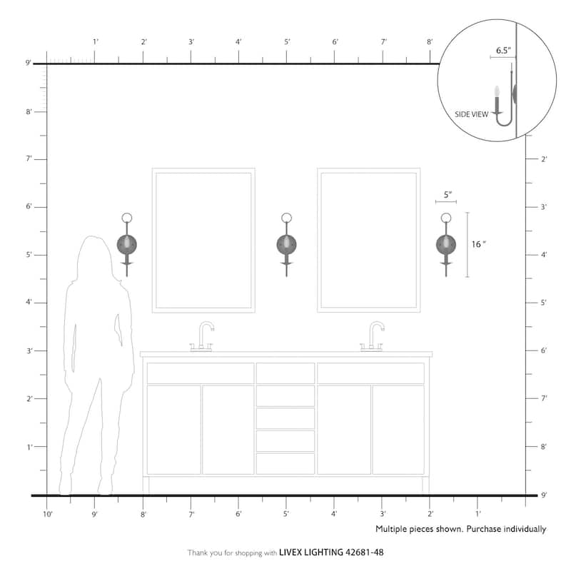 Livex Lighting Estate Single Light 16" Tall Wall Sconce