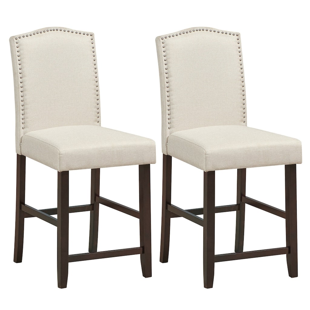 Gymax Set of 2 Fabric Barstools Nail Head Trim Counter Height Dining - See Details