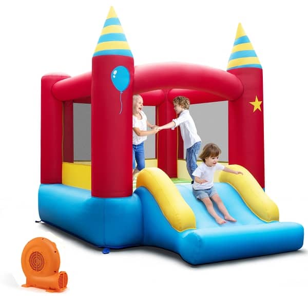 slide 2 of 9, Costway Inflatable Bounce Castle Kids Jumping Bouncer Indoor Outdoor - 74.5'' x 102.5'' x 81'' (L x W x H) 74.5'' x 102.5'' x 81'' (L x W x H)