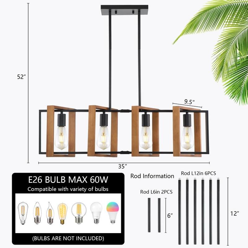 Kitchen Island Lighting Fixture, Dining Room 4 Lights Chandeliers
