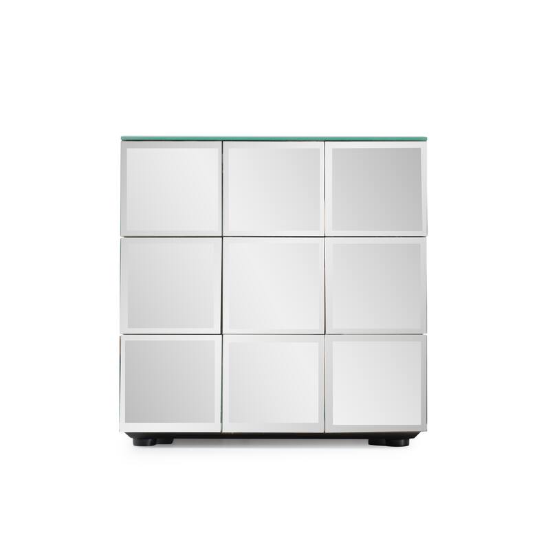 Allan Andrews Short Mirrored Puzzle Cube Pedestal