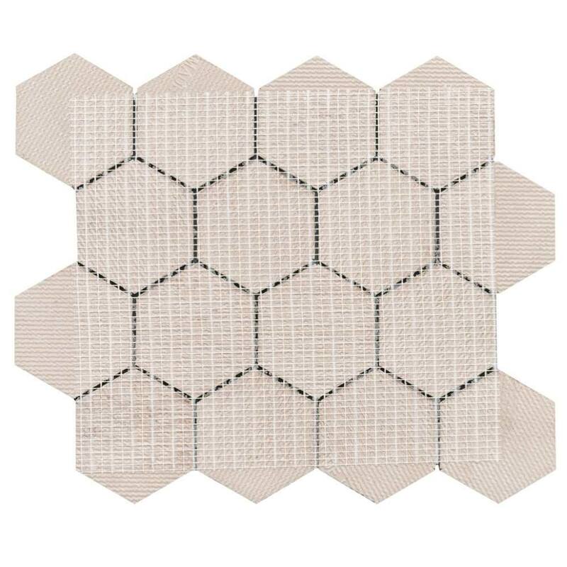 Stately Hex 11x14 Polished Porcelain Mosaic Tile - Floor, Wall, Backsplash
