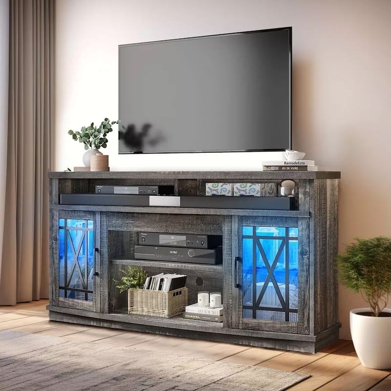 TV Stand with Led Lights for 70/65/60 Inch TV Dark Grey - 58 inches