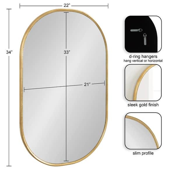dimension image slide 15 of 16, Kate and Laurel Caskill Capsule Framed Wall Mirror