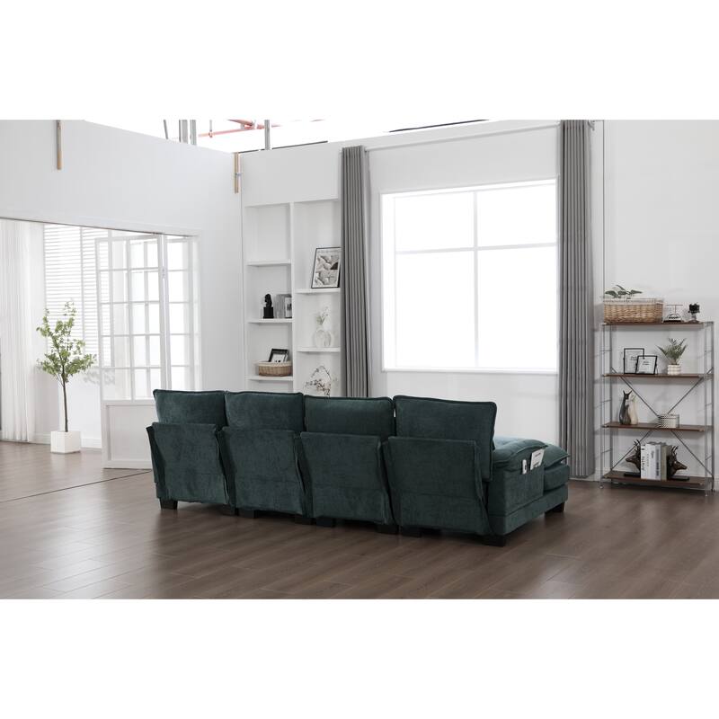 GDFStudio - U Shaped 110" Chenille Modular Cloud Sectional Couches