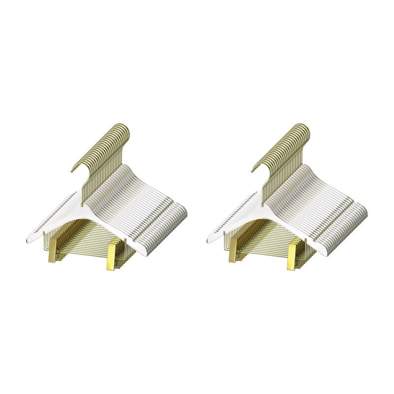 YBM Home Quality Acrylic Clear Hangers with Clips, Kids - Pack of 50 - Gold