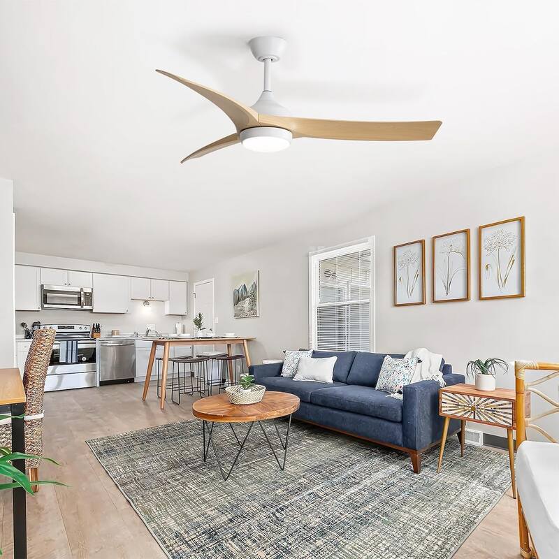 Sofucor 52 Inch Ceiling Fan with Light Remote Control,Airflow 6000CFM 3-Timer with ABS 3 Blades Reversible DC Motor