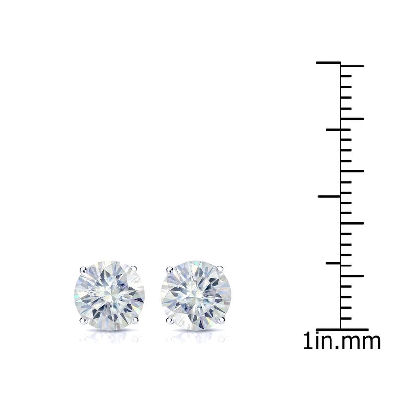 Auriya Platinum 2ctw Bezel-set Round Moissanite Stud Earrings - 6.5 mm