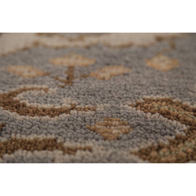 Gray Oushak Indian Runner Rug Hand-Knotted Wool Carpet - 2'8" x 8'1"