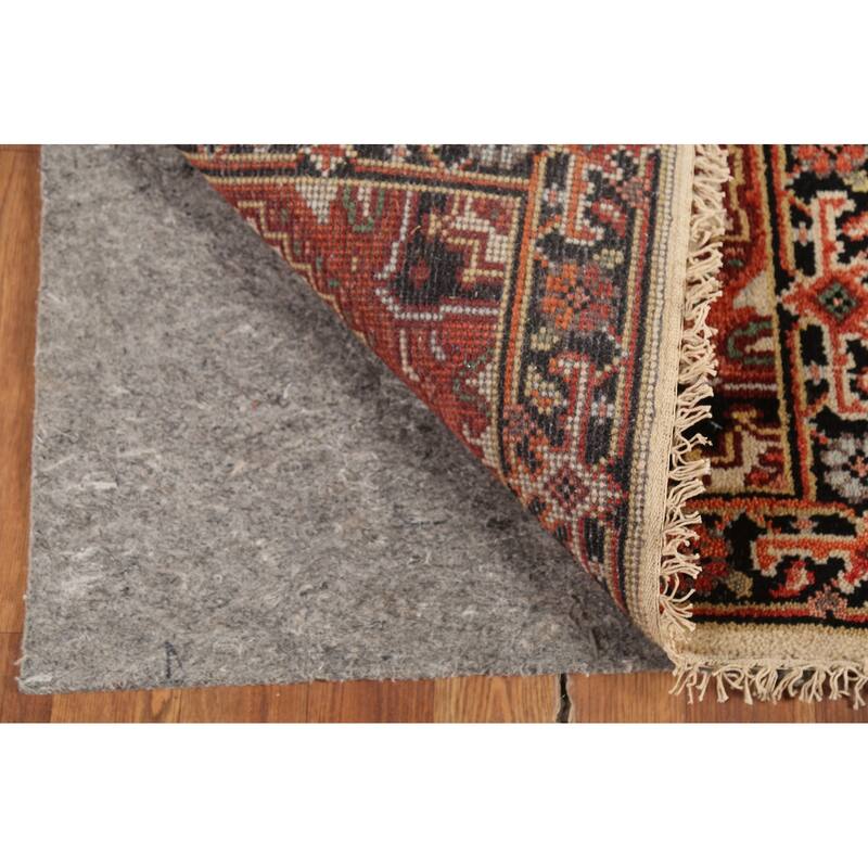 Geometric Heriz Serapi Indian Rug Handmade Beige Foyer Wool Carpet - 2'0"x 3'0"