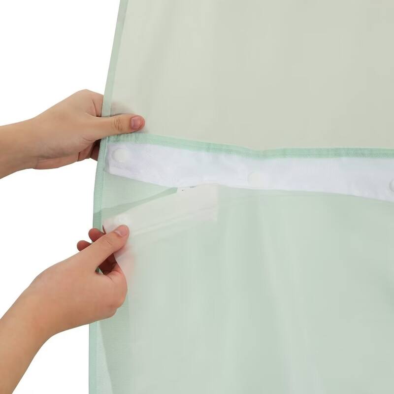 No Hook Slub Linen Texture Shower Curtain with PEVA Snap-in Liner
