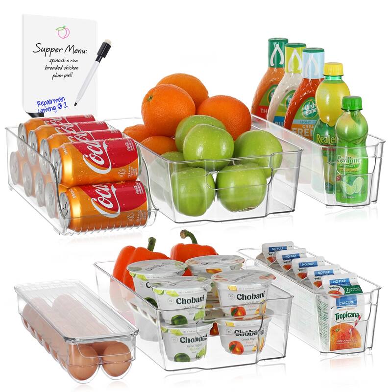 StorageBud 8 Piece Refrigerator Organizer Bins - Stackable Freezer Organizer - Clear Refrigerator Organizer - Acrylic Fridge Bin