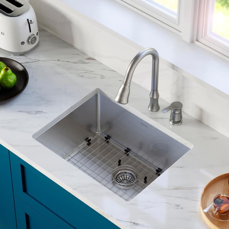 Karran 21" Undermount 16-Gauge Stainless Steel Single Bowl Kitchen Sink Kit