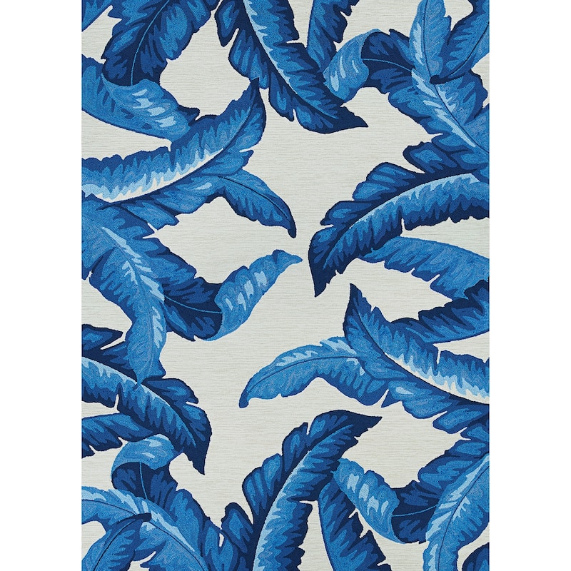 Handmade Miami Wispy Palm Indoor/ Outdoor Area Rug - 2' x 4' - Blue