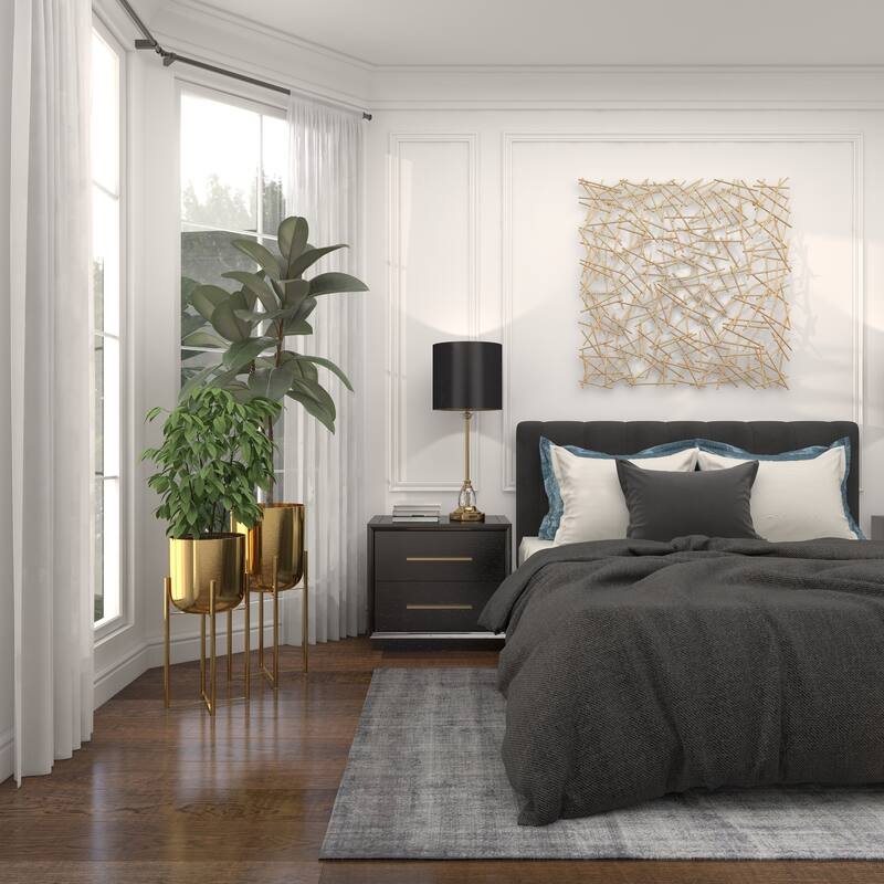 Metal Geometric Overlapping Lines Home Wall Decor - Gold - Roche River Decor