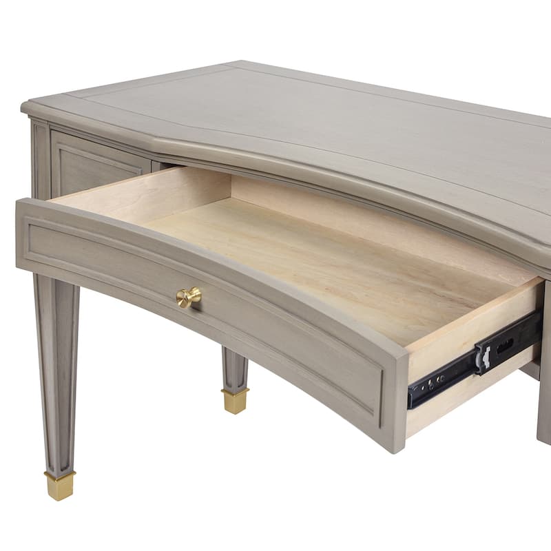 Jennifer Taylor Home Dauphin 55" Solid Wood 3-Drawer Gold Accent Executive Desk