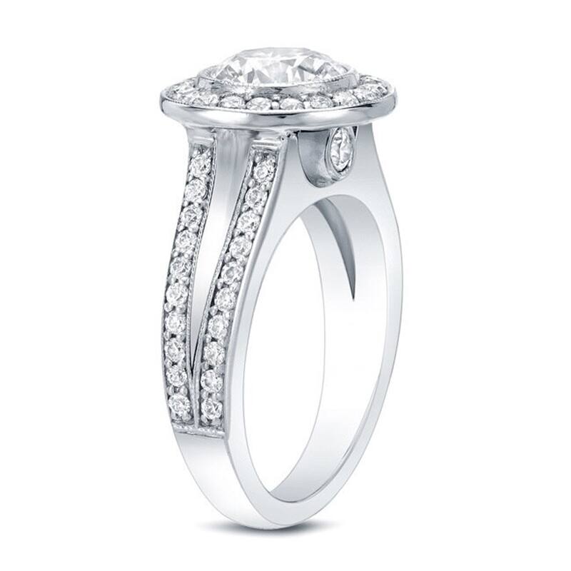 Auriya 14k Gold 2ctw Round Halo Diamond Engagement Ring Certified (H-I, SI1-SI2)