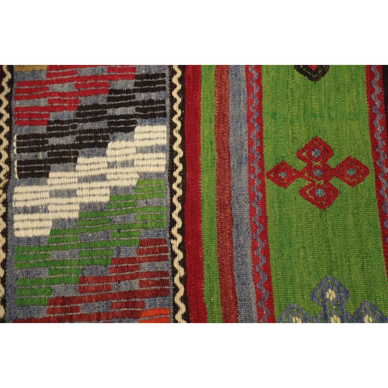 Hand Woven Oriental 100% Wool Carpet Southwestern Tribal Multi-Colored Kilim Area Rug - 10' 4'' X 5' 8''