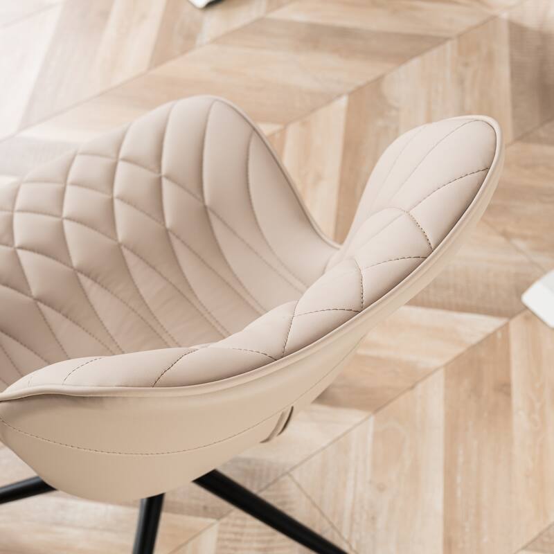 Faux Leather Office Chair with Wheels, Upholstered Task Chair