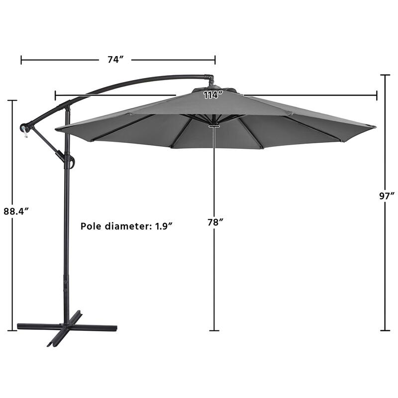Yaheetech 10 Ft Patio Offset Umbrella Outdoor Hanging Cantilever Umbrella with Crank & Cross Base
