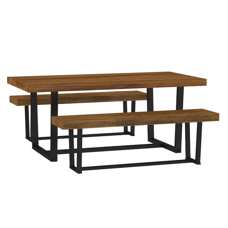 Middlebrook Solid Wood 3-Piece Dining Set with 60-inch Benches