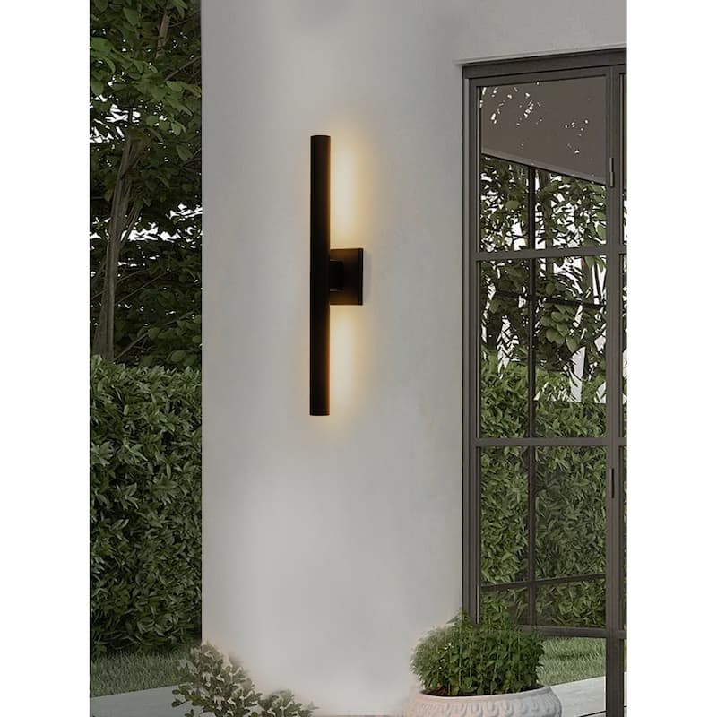 22 inch Outdoor Modern Up and Down Led Wall Sconce Set of 2 - Black