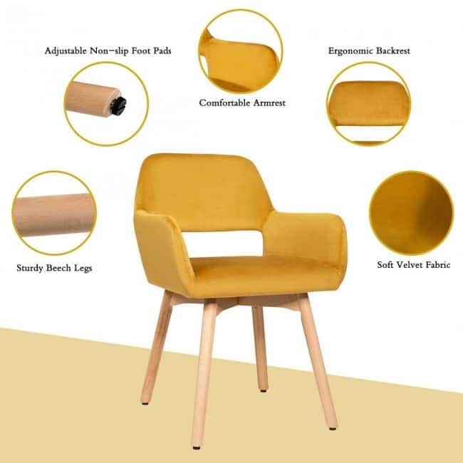 Set of 2 Modern Accent Armchairs - 21.5” x 23” x 29.5” (L x W x H)
