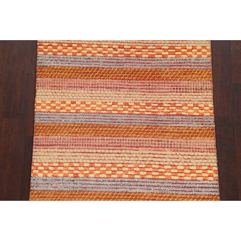 Striped Gabbeh Kashkoli Oriental Wool Area Rug Handmade Foyer Carpet - 3'3" x 4'9"