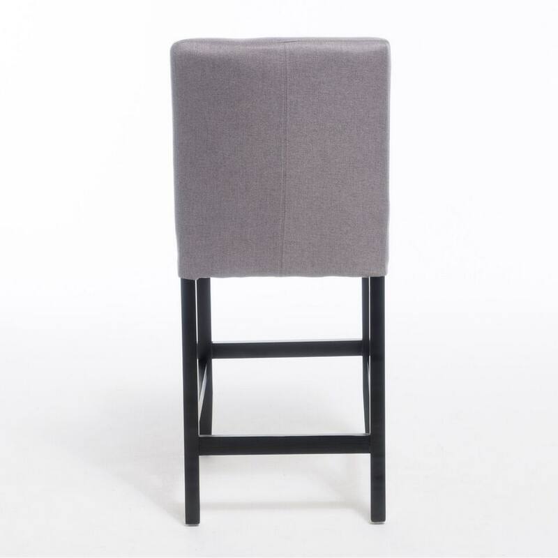 Seya Counter Stool Chair Set of 2, Light Gray Cushioned Seat, Brown