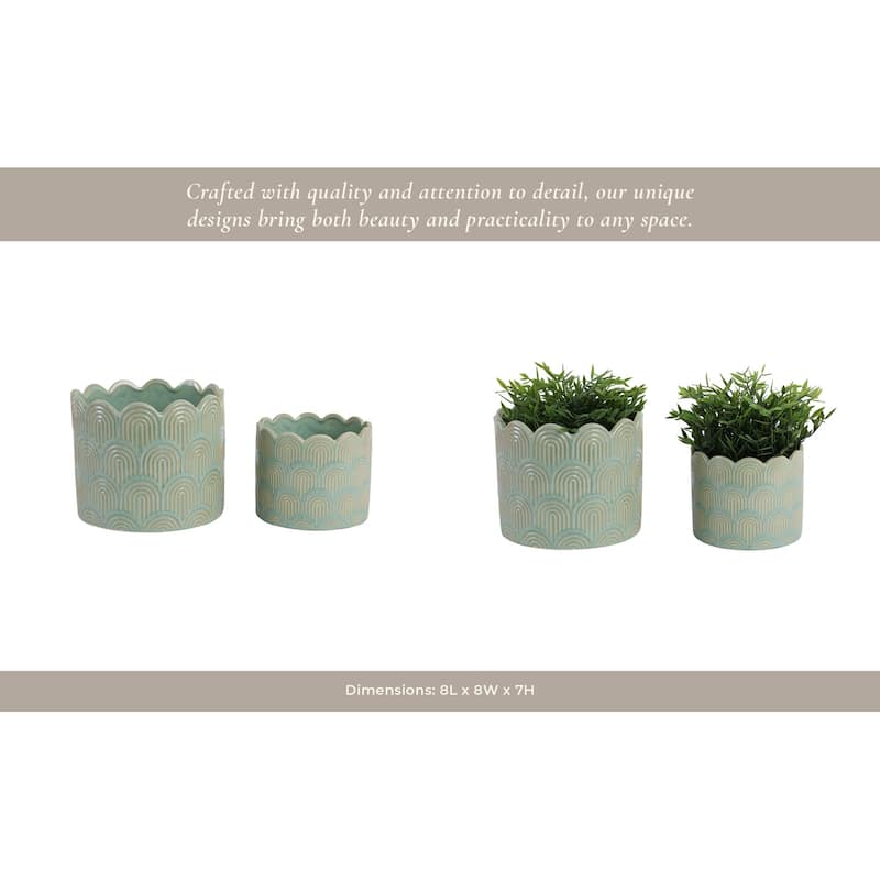 Stoneware Planters Scallop Design and Curved Rim Detail (Set of 2)