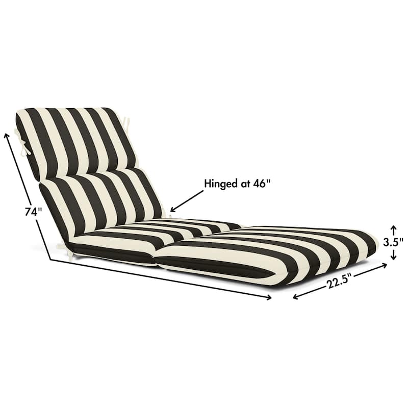 Casual Cushion Sunbrella® Fabric 1-Piece Outdoor Chaise Cushion, 22.5"W x 74"L - 22.5"W x 74"L