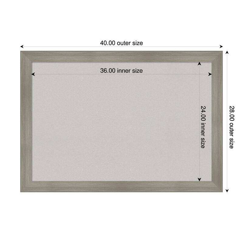 Grand Greywash Narrow Framed Cork Board - Bulletin Board, Organization Board, Pin Board - Grey - 40 x 28 in