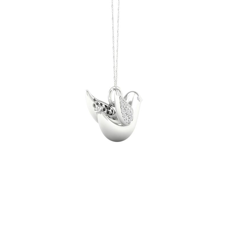 1/10ct TDW Diamond Dove Charm Pendant Necklace in Silver for Women
