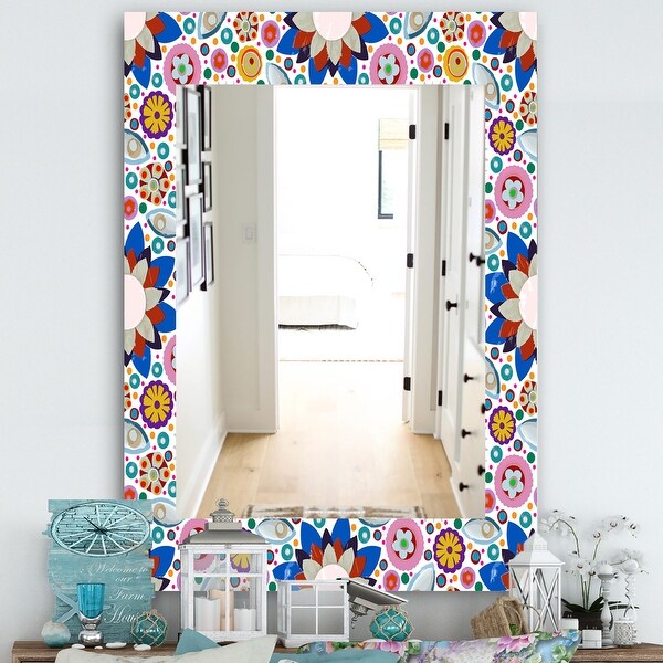 Designart Pink Blossom 19 Bohemian and Eclectic Mirror Modern