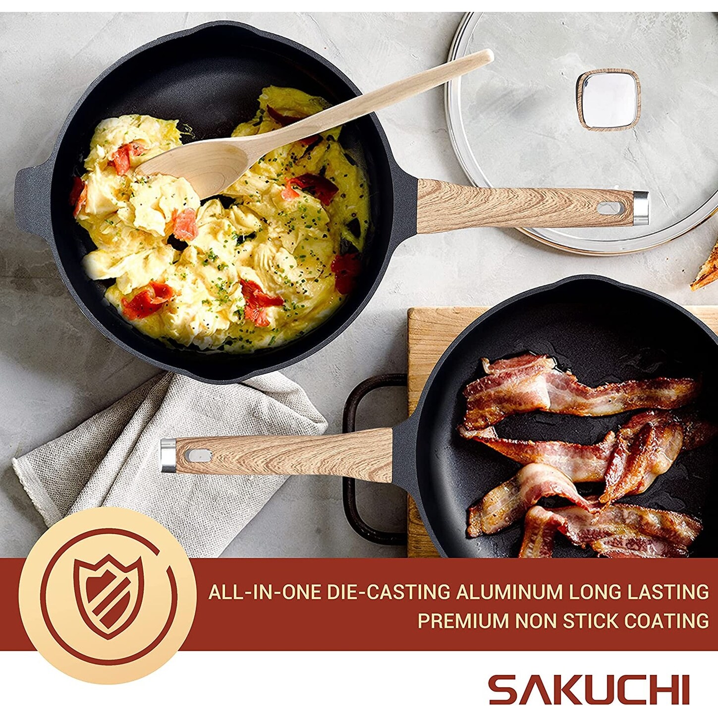 Sakuchi Non-Stick Cookware 9 Pcs Set