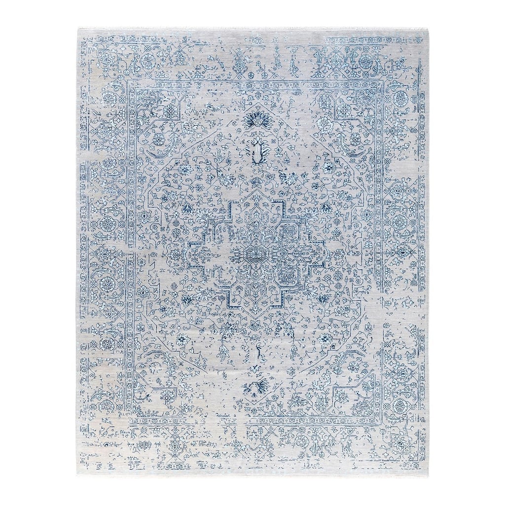 Ikat One-of-a-Kind Hand-Knotted Area Rug - Gray, 8' 2" x 10' 1" - 8' 2" x 10' 1"