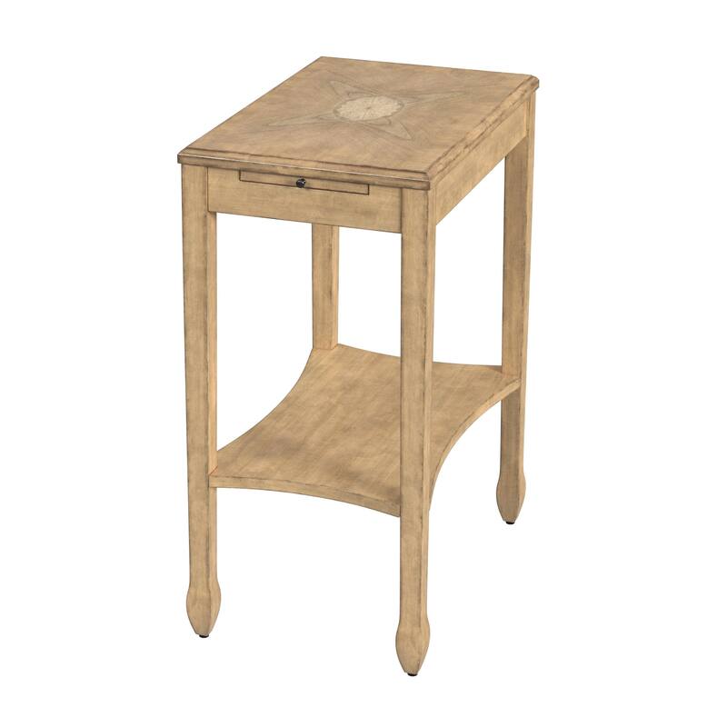 HomeRoots 25" Beige Manufactured Wood Rectangular End Table With Shelf - 12.00 in. x 25.00 in. x 18.00 in.