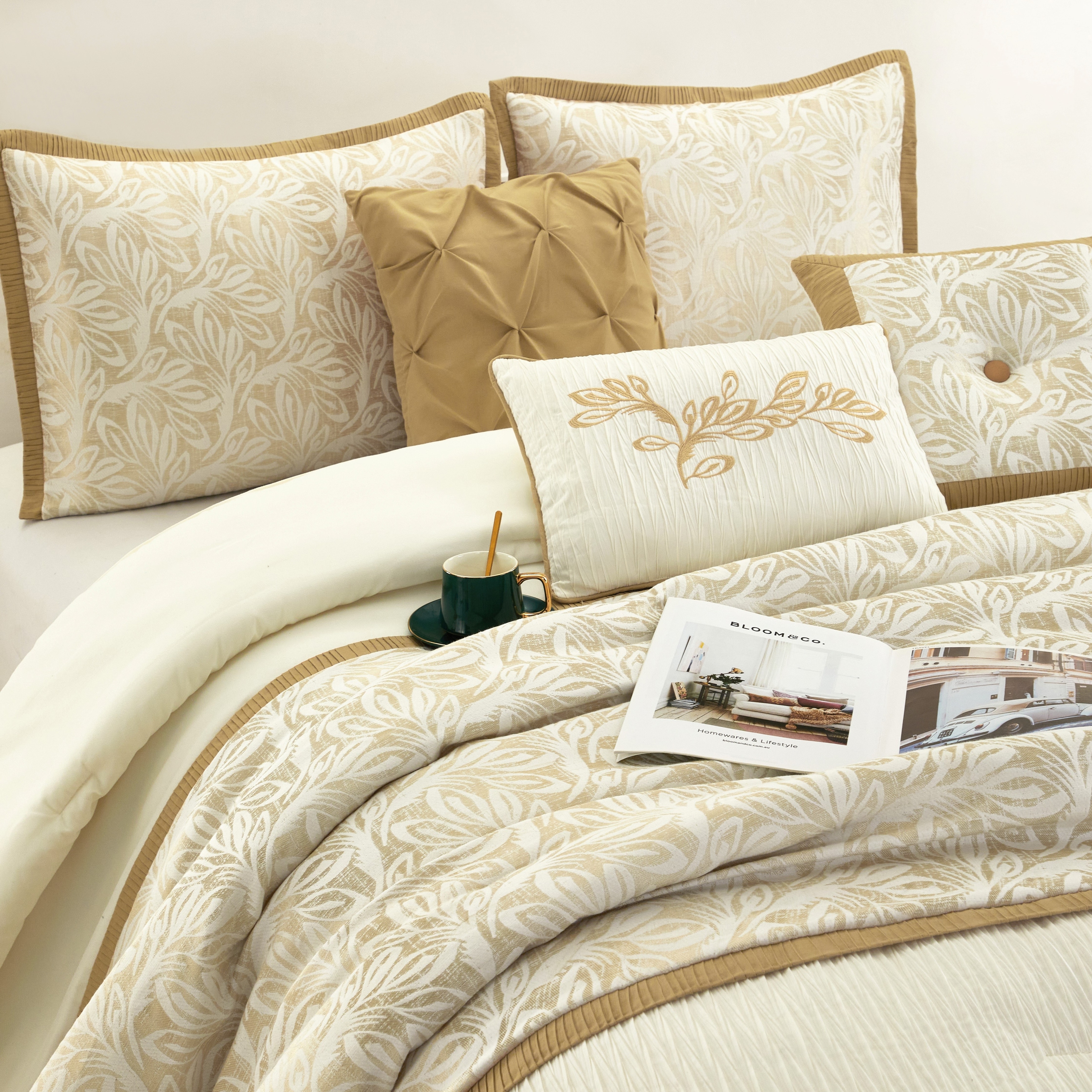 Nanshing Alodia 9 Piece Leaves Print Comforter Set - On Sale
