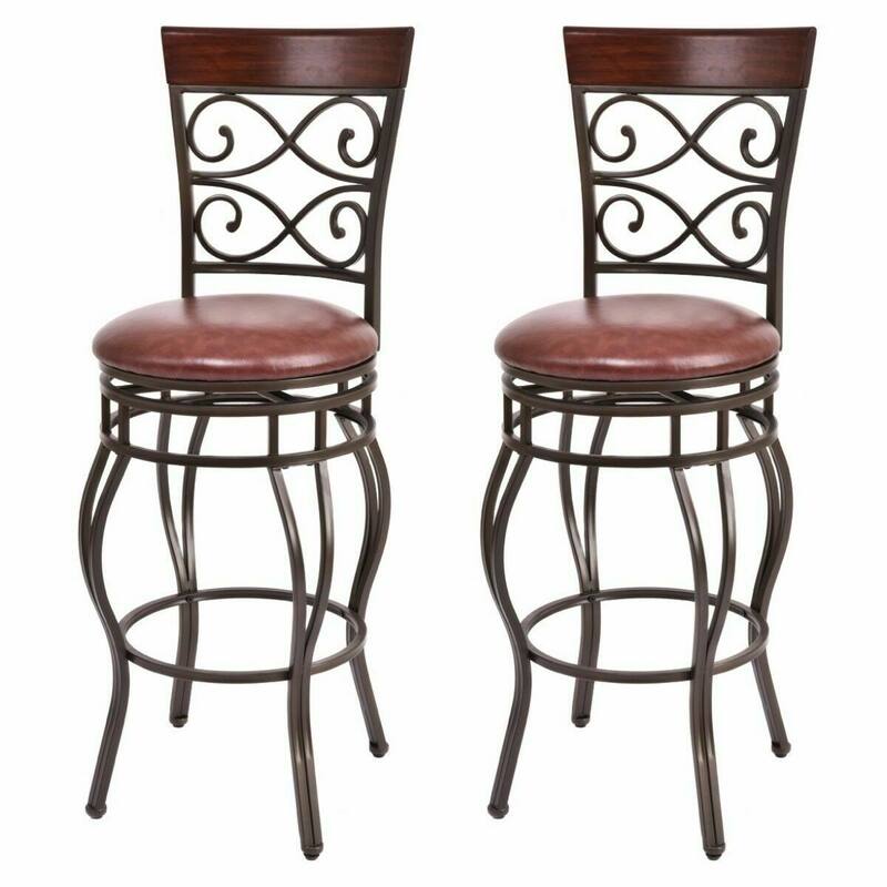Gymax 2PCS Retro Swivel Bar Stools w/ Padded Seat Home Kitchen Pub - See Details - Bar Height - Set of 2