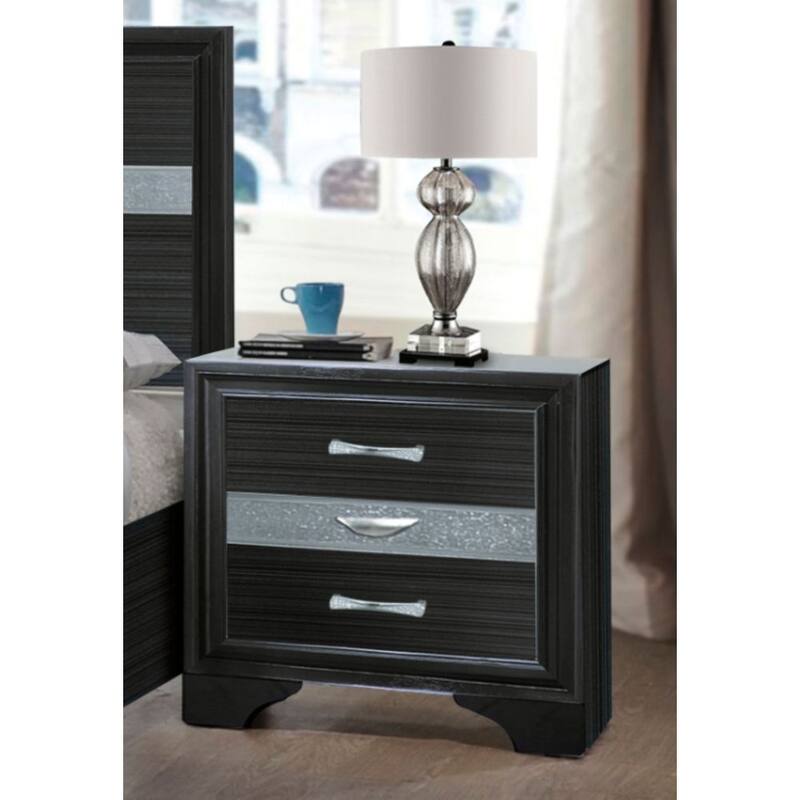 Solid Wood Nightstand in Black