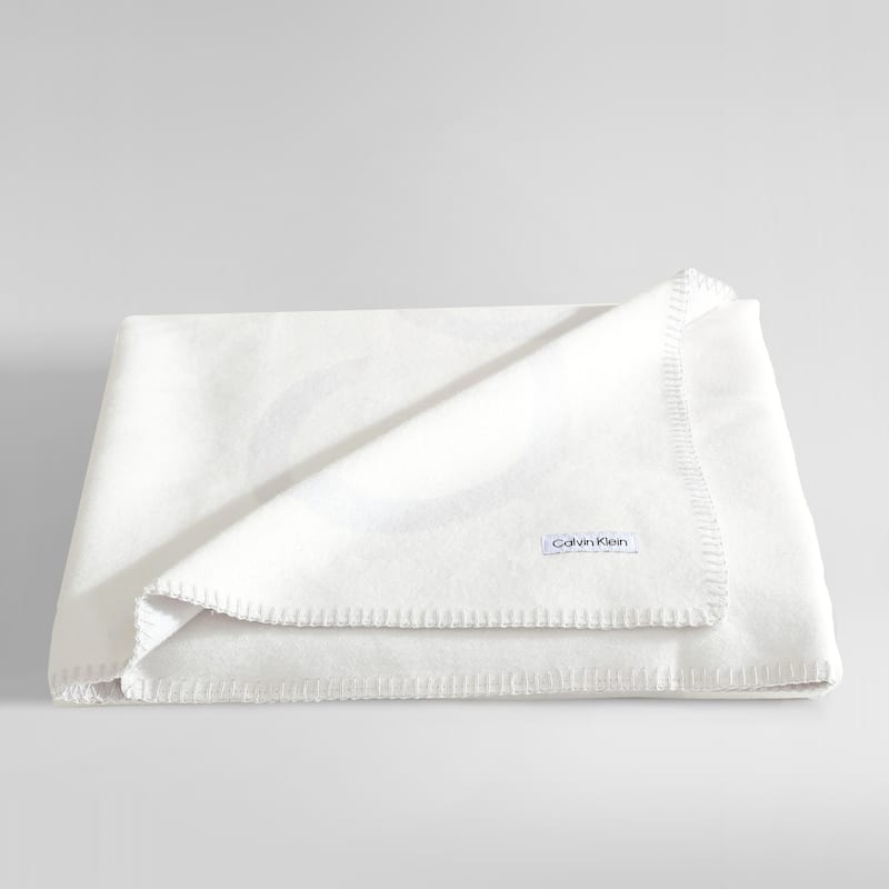 Calvin Klein Logo Grey Cotton Throw Blanket