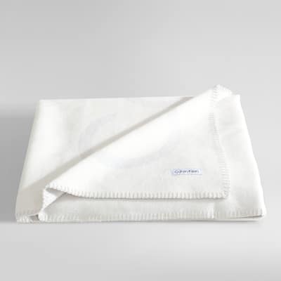 Calvin Klein Logo Grey Cotton Throw Blanket