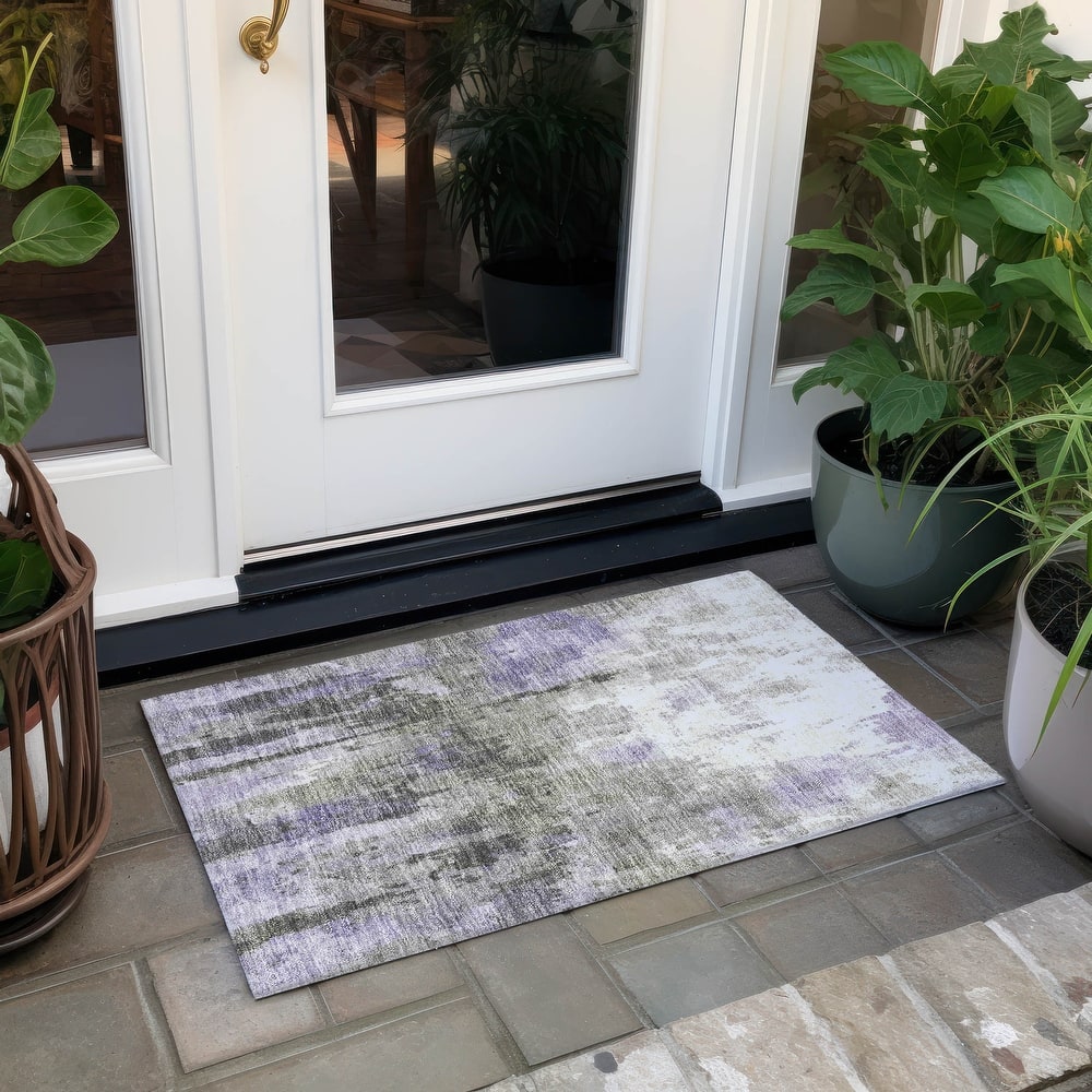 Machine Washable Indoor/ Outdoor Abstract Modern Chantille Rug