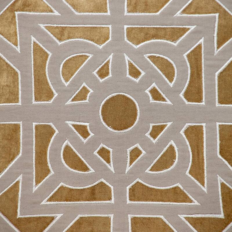 18" Gold and Beige Transitional Square Throw Pillow